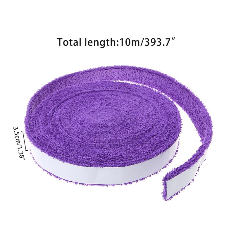 1 Reel 10M Towel Glue Grip Badminton Tennis Racket Overgrips Non-Slip Sweat Band Grip Tape