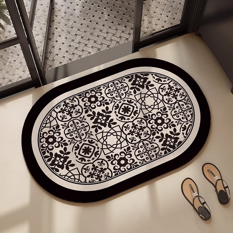 VIKAMA Flower Diatom Mud Bathroom Quick-Drying Absorbent Foot Mat, Home Entrance Door Floor Mat, Home Decoration: 1200MMx1200MM / Orange