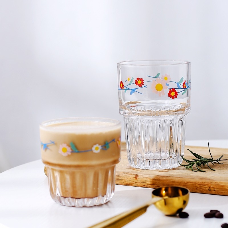 Vasos de cristal pintados a mano, sin plomo, resistentes al calor, taza de leche para desayuno, té de la leche, cerveza