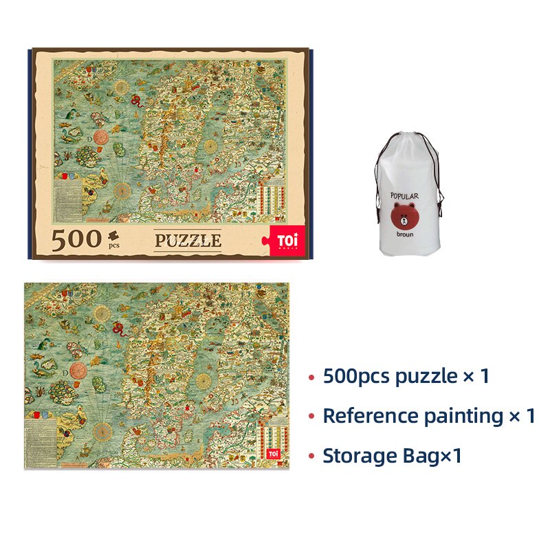 1000pcs Classical Map Puzzle Adults High Difficulty Puzzle Decompression Toys Interior Decoration Map of the Age of Navigation: 500pcs No box