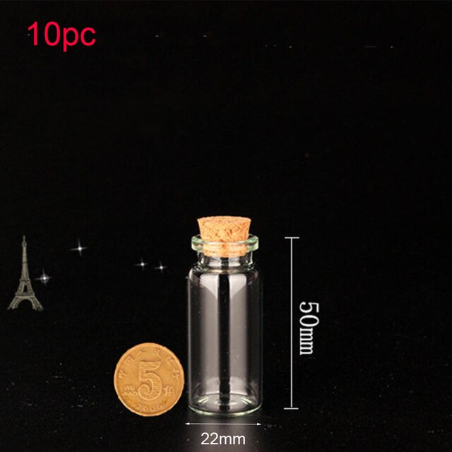 10 stk 1-20ml små smarte tomme glasflasker, der ønsker med prop prop til diy ønske besked prøve parfume beholder: 10ml