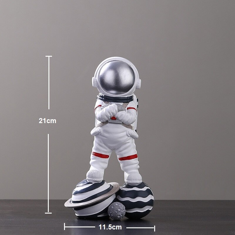 Astronaut Beeldje Voor Huisinrichting Kantoor Accessoires Ornamenten Voor Slaapkamer Woonkamer Decoratie Reson Standbeeld Art Sculptuur: Silve on planet