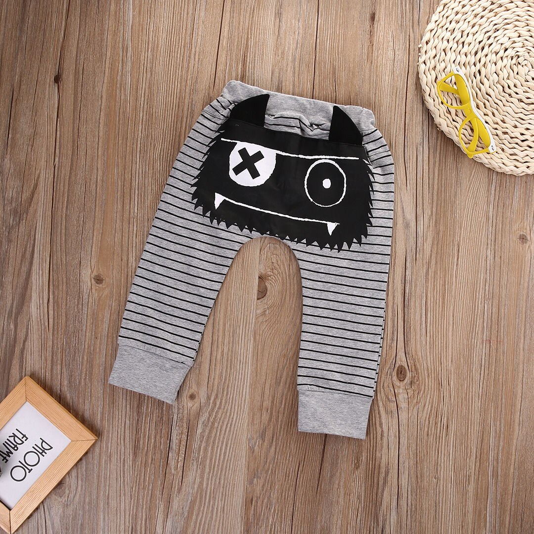 pudcoco Cute Kids Baby Boys Girls Bottoms Monster Geometric Printing Harem Pants Casual Trousers Baby Boy Pants 0-2Y: 24M