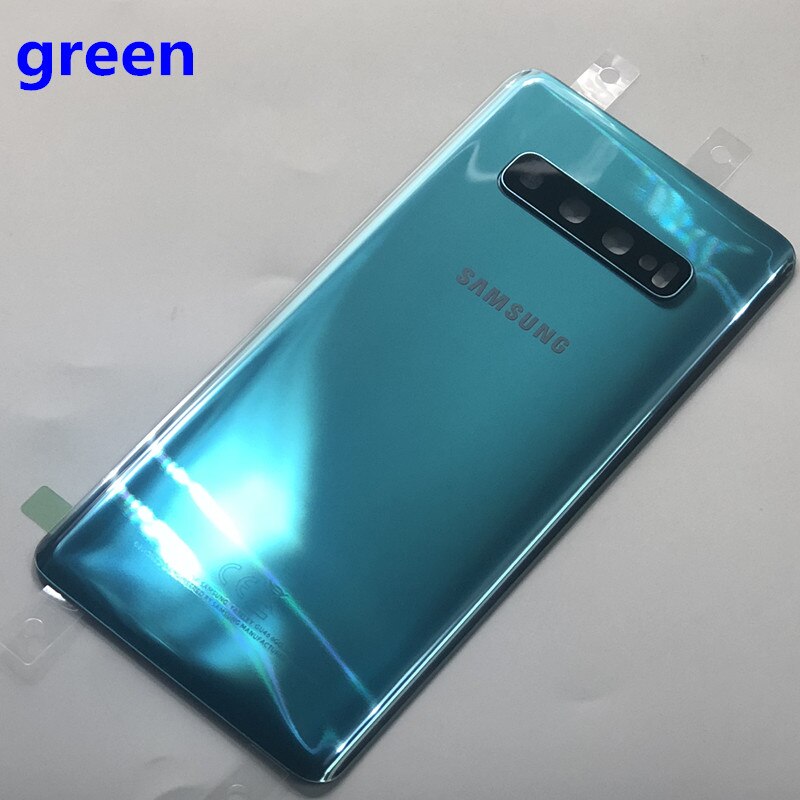 Sostituzione vetro posteriore per Samsung Galaxy S10 G973F S10 + G975F S10E G970 coperchio batteria custodia porta posteriore + sticke impermeabile: S10 Plus  green