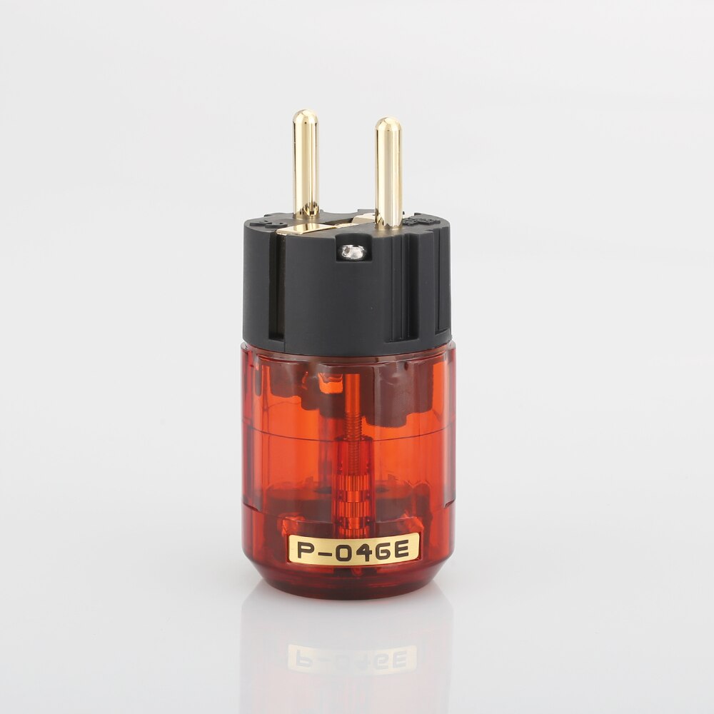 Hallo-Ende P046E + C046 Gold-Überzogene Durcheinander SCHUKO Energie Stecker EUR Energie Stecker hifi EU AC Energie stecker