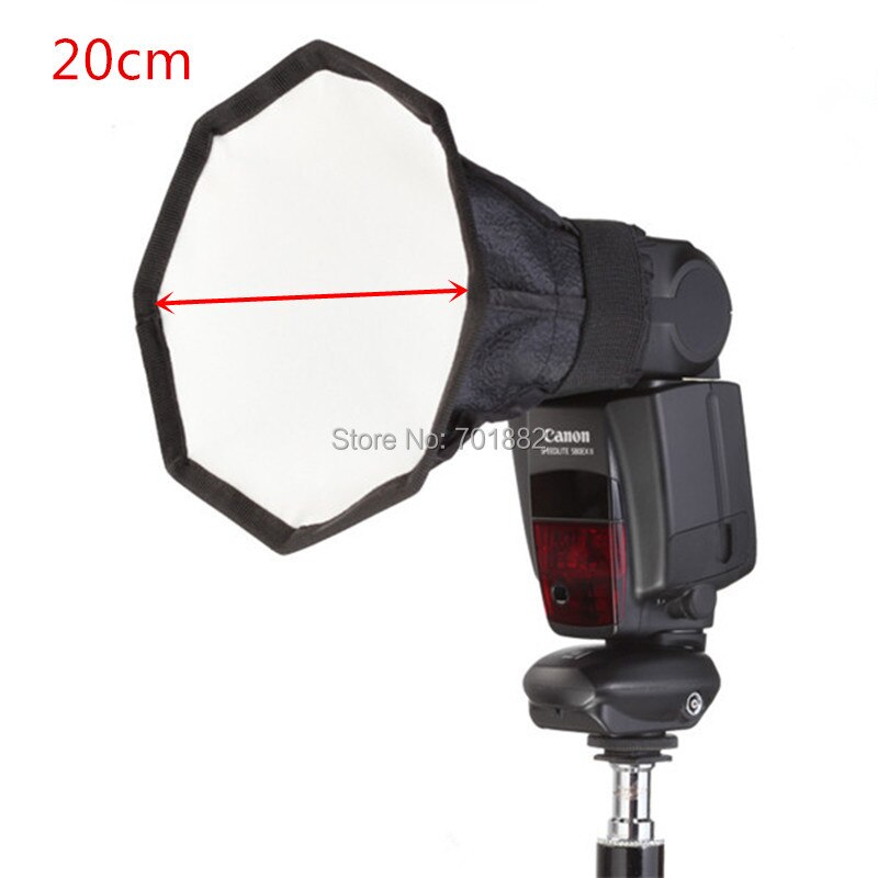 Set Camera Flash Diffuser 20 cm Octagon Mini Softbox + Zilver Wit Reflector Panel voor Canon voor Nikon Speedlite flash Doos