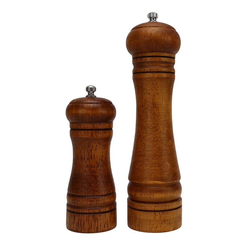 Classical Oak Wood Pepper Spice Mill Grinder Set BBQ Tools Set Handheld Seasoning Mills Grinder Ceramic Grinding Core