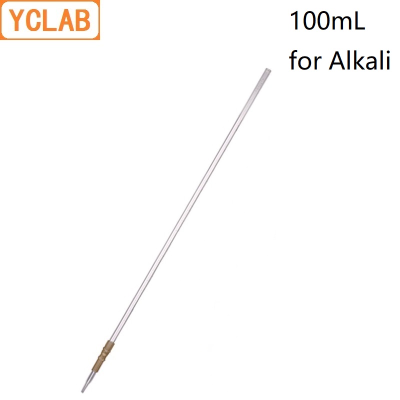 Yclab 100 Ml Buret Met Rubber Slang Aansluiting Clear Glas Hoofd En Tip Voor Alkali Klasse Een Laboratorium Chemie Apparatuur