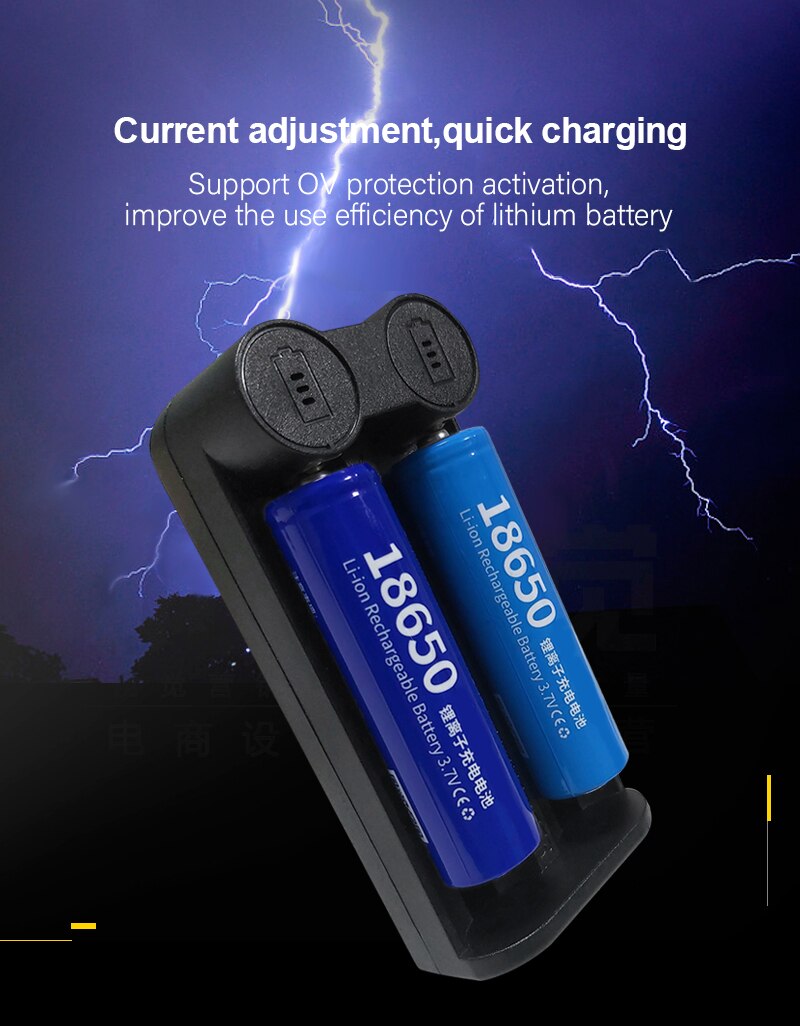 Voxlink 18650 Batterij Oplader Smart Opladen 2 Slot 3.7V 26650 18350 32650 21700 26500 Oplaadbare Batterij Oplader