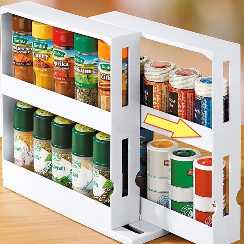 Rack Holder Storage Shelf Push-Pull Organiser Slim Slide Kitchen Trolley Door Condiment Kitchen Cabinet Storage Rack