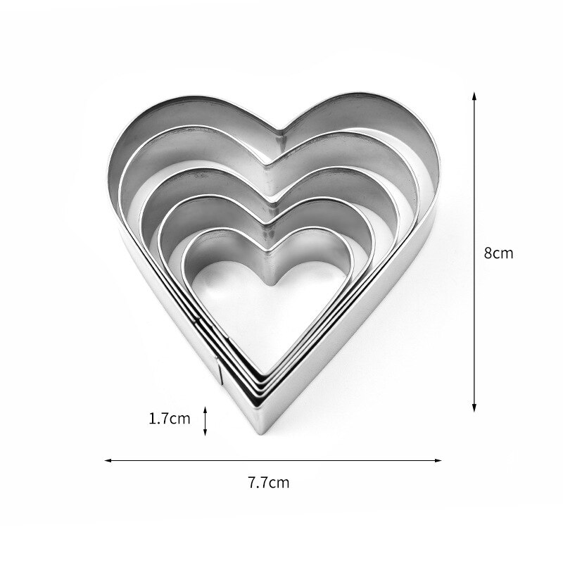 5 Stks/set Hart Vorm Cookie Cutter Mold Jaar Decoratie Cake Biscuit Bakken Tools Kerst Diy Cookie Moulds Keuken Gereedschap