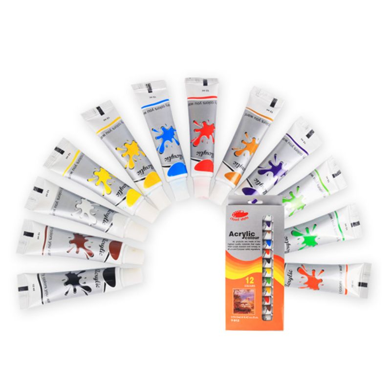 12 x 12ml Heavy Body Colors Rich Pigments Acrylic Paint Set for Painting Canvas Crafts