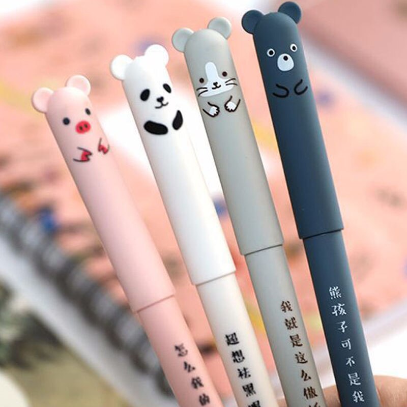 1Set Plastic School Supplies Kids Stationery Erasable Gel Pen Children's Cute Neutral Pens Black Ink/Blue Ink Learning Tool