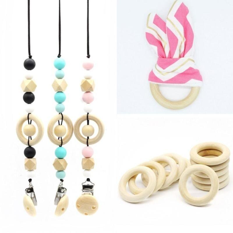 1Pc Kinderen Molaire Speelgoed Houten Ring Diy Accessoires Log Kleur Houten Ring Ringen Houten Ring Kinderen Accessoires 12.5Mm ~ 125Mm