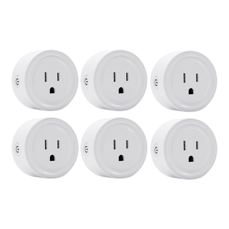 WiFi Smart Home Wireless Plug US 90-250V Adaptor Remote Voice Control Power Monitor Outlet Timer Socket For Alexa Google Home: 6 PC