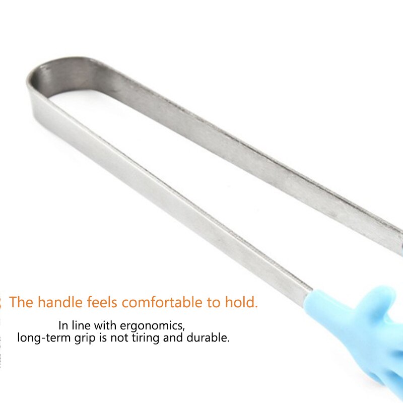 1pc pequeño palma de silicona de cocina de acero inoxidable cocina hielo pinza de alimento barbacoa ensalada mano Clip comida hielo azúcar pinza para barbacoa herramientas