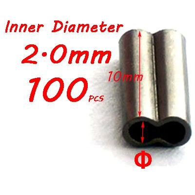 Mini mangas de cobre de doble barril para crimpadores de alambre de acero Mono Color negro, accesorios de aparejo de pesca de agua salada, aparejos terminales: 2mm  100pcs
