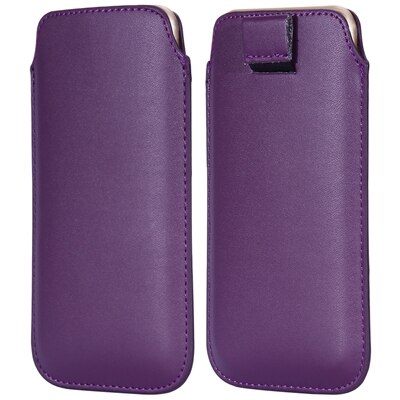 KISSCASE custodia a marsupio universale con linguetta per iPhone 6 7 8 XS X custodia in pelle per Samsung S8 S9 Xiaomi Redmi 5 plus Note 4x: 4 point 7 inch / purple