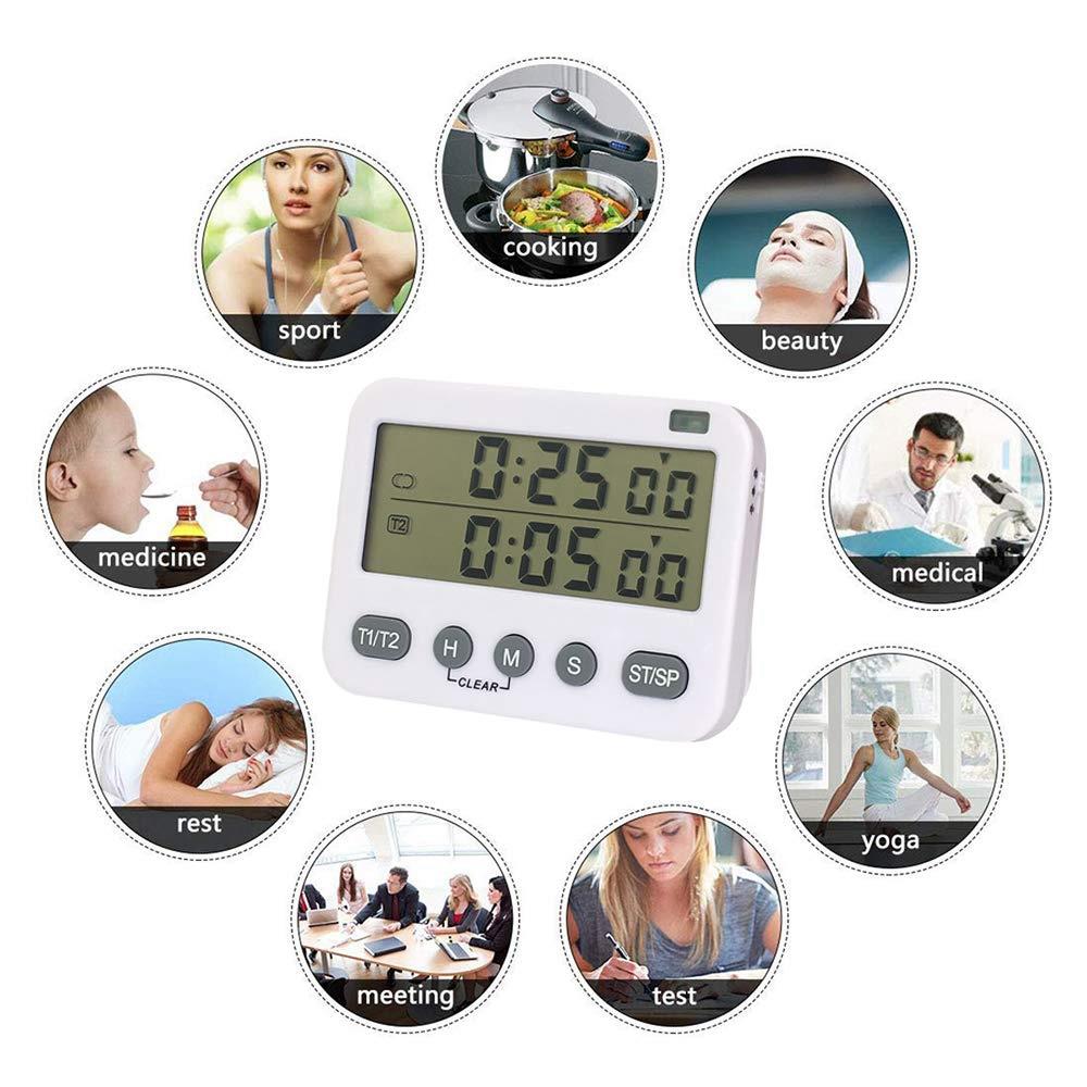-YS Digital Dual Kitchen Timer, Interval , Cycle , Cooking Timer, Count Up/Down Timer, Large Display, Adjustable