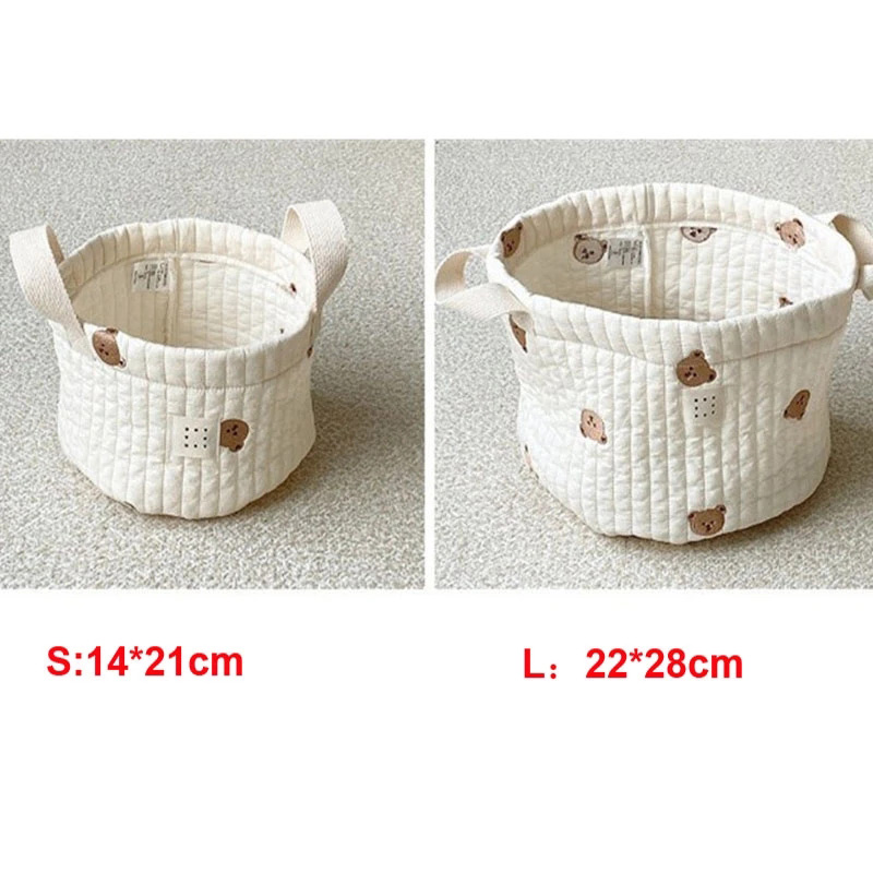 Sacs à couches brodés ours fleur pour bébé garçon fille -né sac à couches organisateur pour maman vêtements jouets sac de rangement panier