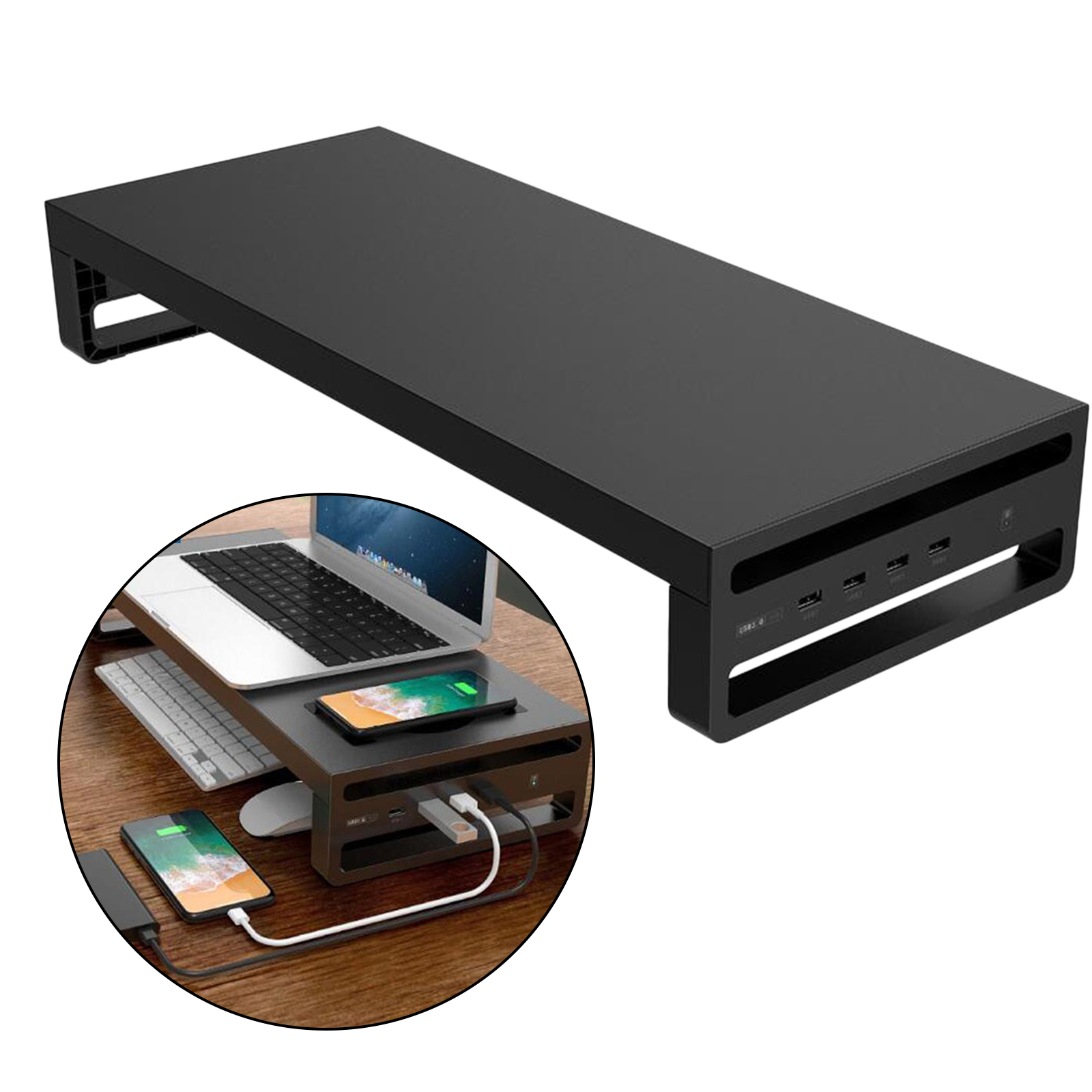 Aluminum Laptop PC Monitor Desk Stand Riser Support Office Table Organizer