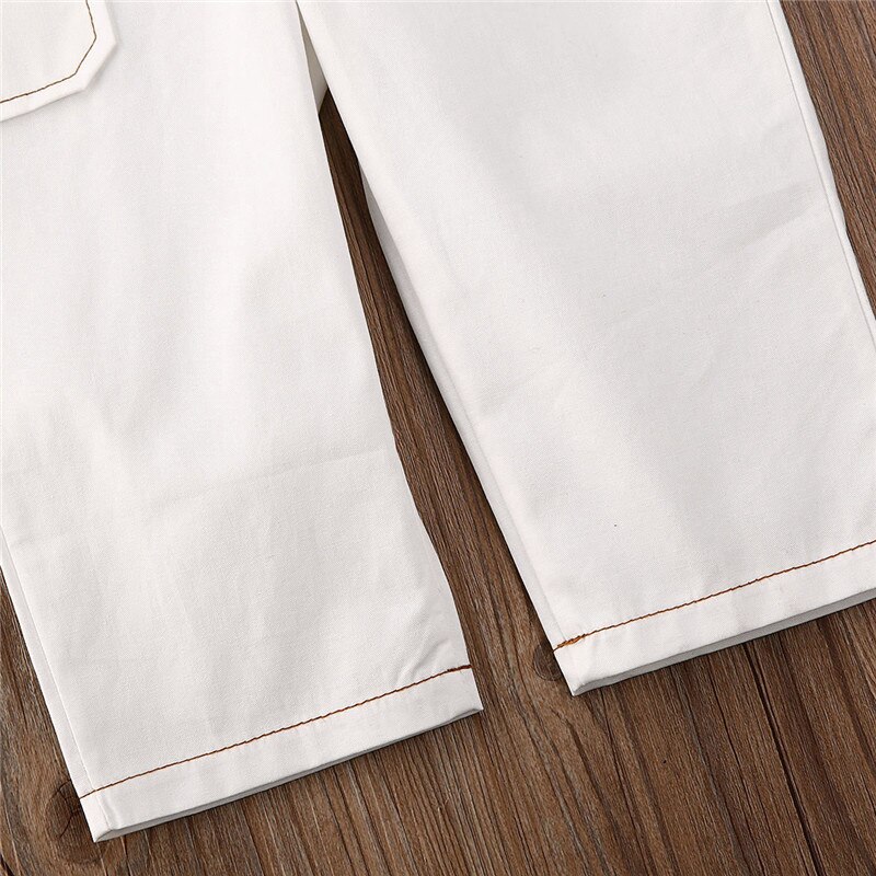 1-6 anni di Ragazze Del Bambino Tute e Salopette Del Capretto Manica Lunga Pulsante Body e Pagliaccetti Della Tuta Della Tuta Per Le Ragazze Tute e Salopette Bianco Vestiti Delle Ragazze vestito