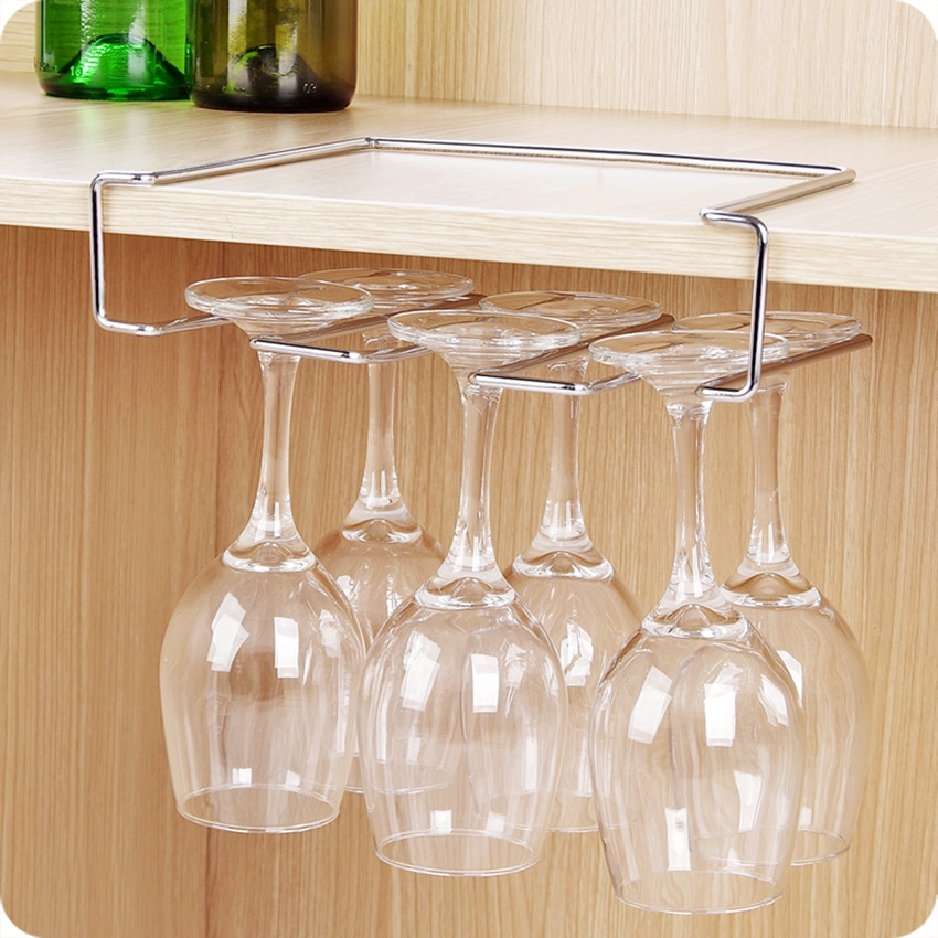 Kast muur wijnbeker houder hangend rek thuis keuken restaurant bar glazen beker hanger plank