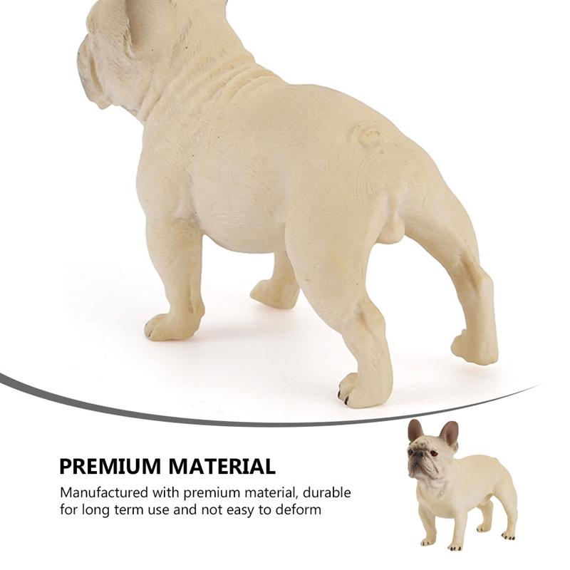 1pc Simulated Bulldog Model Lifelike Bulldog Toy Bonsai Decor (Light Yellow)