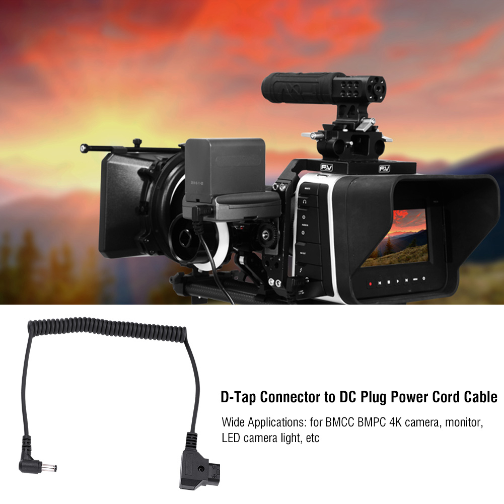 Camera Spring Cable D-Tap Male Connector To DC 5.5x2.5mm Plug Power Cord Cable For BMCC BMPC 4K Camera​ Charging Cable
