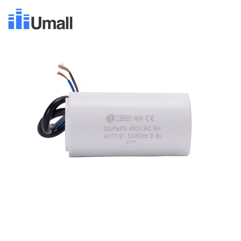 CBB60 450V 30uF running motor start capacitor for electric machine two wires