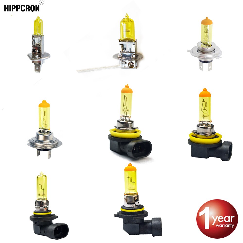 Hippcron Auto Koplamp Lamp H1 H3 H4 H7 H8 H11 9005 HB3 9006 HB4 12V 60/55W 1PCS 3000K Geel mistlamp Spotlight