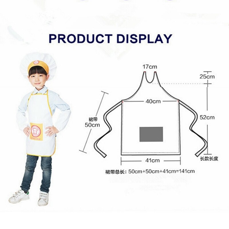 Kids Cooking Costumes Children Apron + Chef Hat + Cuffs Set Baby Chef Costume For Craft Art Cooking Baking DIY Painting SYT9611