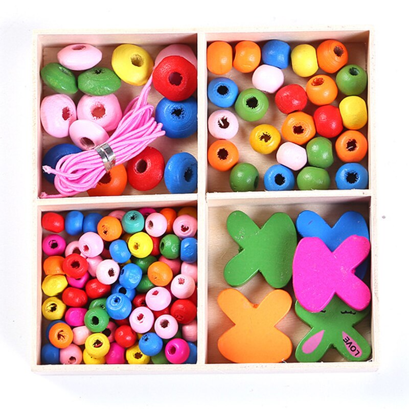 Meisje Diy Sieraden Kit Kleurrijke Houten Kralen Zelf-assemblage Ketting Ketting Armband Accessoires Cadeau Voor Kinderen UD88: Bunny