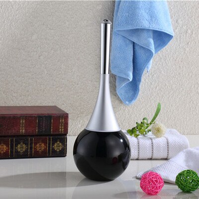 Floor-standing Toilet Brush Set with stainless steel Base Toilet Cleaning Bathroom Brush for Toilet WC Accessories WF1023: 02-black