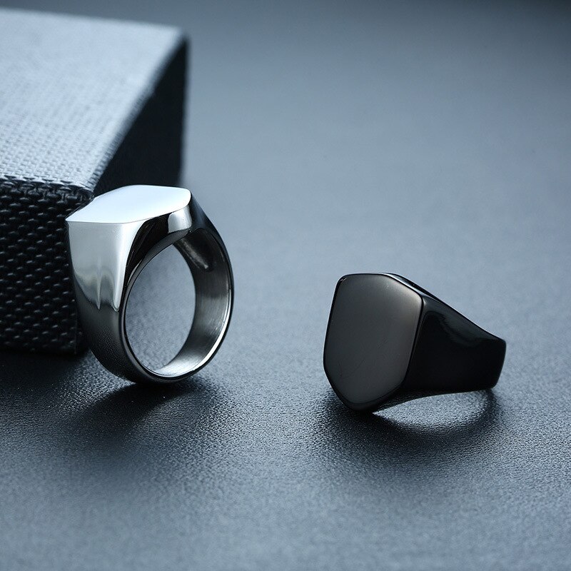 Rostfritt stål män ring för pojke vänskap man silver färg ring smycken tillbehör personlighet svart ring hane