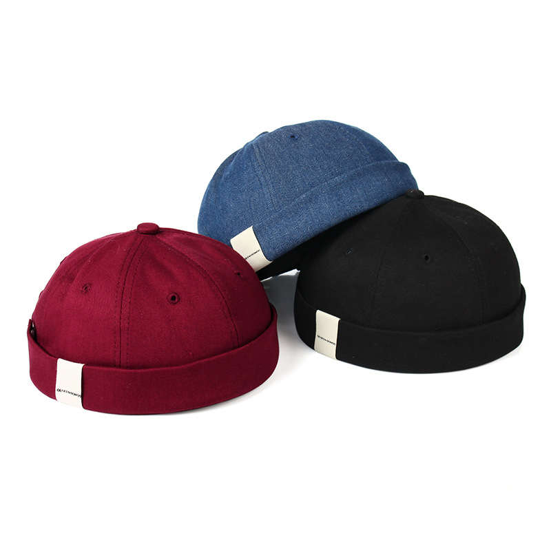 Mænd hat vinter hat beanie justerbar afslappet kraniet sømandshue retro marineblå stil solid kvinders hat