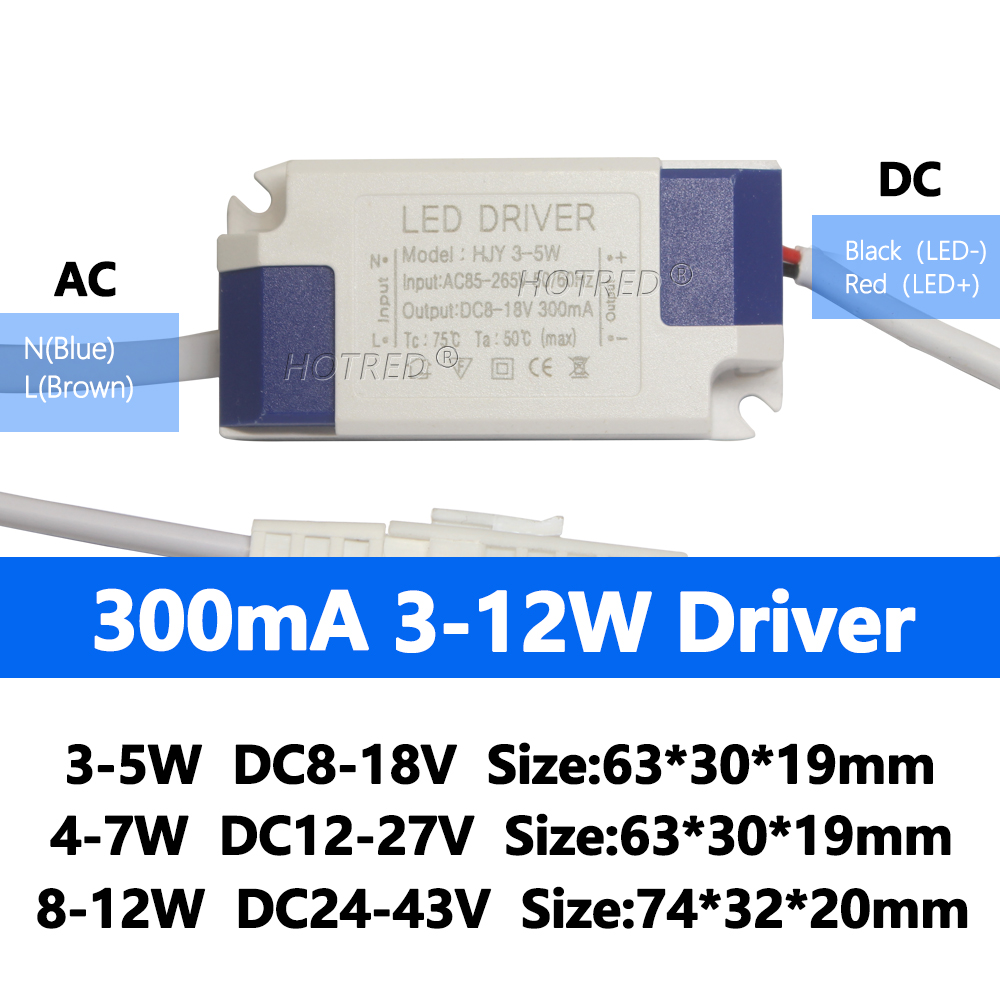 LED-Treiber 300ma 280ma 1w 3w 5w 7w 12w AC 110V 220V bis DC9V 12V 15V 21V 24V 48V Beleuchtung Transformator Tafel Decken leuchte Streifen
