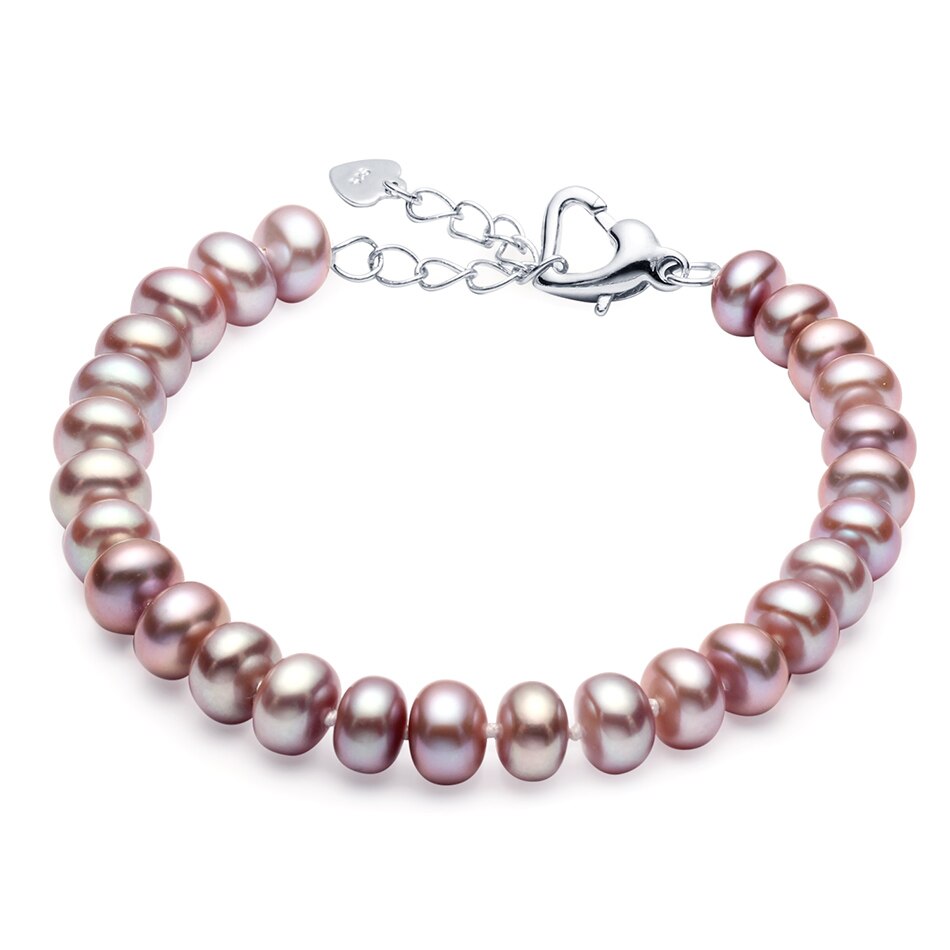 Natuurlijke Zoetwater Parel Armbanden Voor Vrouwen Verbazingwekkende Prijs 8-9mm Parel Sieraden Zilveren 925 Armband sieraden: Paars