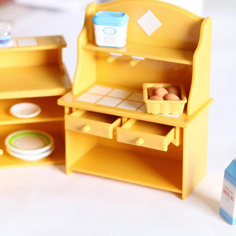 Afwastafel, opbergtafel, plastic keukenmeubilair, poppenhuisaccessoires, 1:12 simulatiemeubels, speelgoed