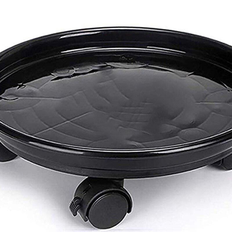 Le chariot extérieur d'intérieur de planteur roule le support rond de Pot de fleur sur le support de chariot de rouleaux sur l'usine résistante de roues, 10.6 pouces, Blac
