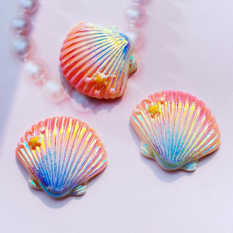 8Pcs Mini Mooie Gekleurde Schelpen Plat Hars Art Supply Decoratie Charm Craft Haar Boog Accessoires H550: A