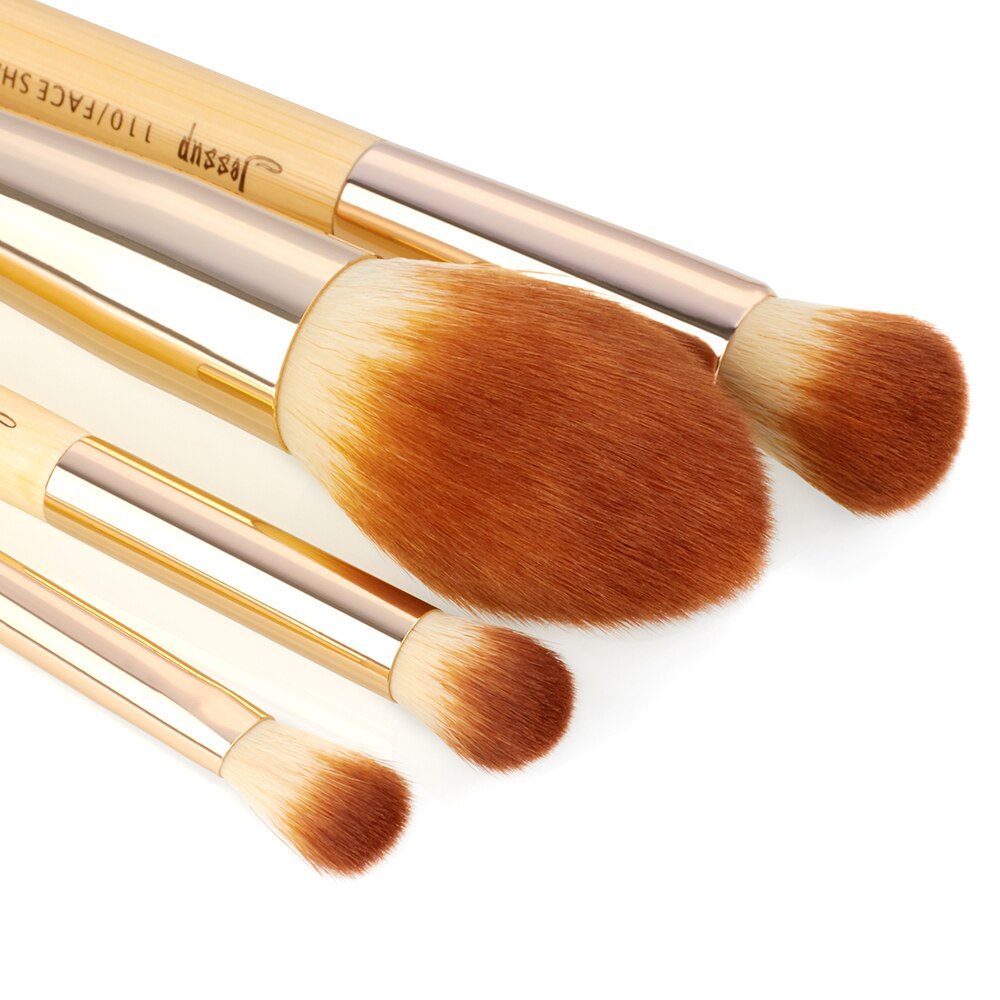 Jessup kwasten 10 stuks bamboe make-up kwasten kwastenset beauty make-up tool kit foundation poeder definieerder shader liner