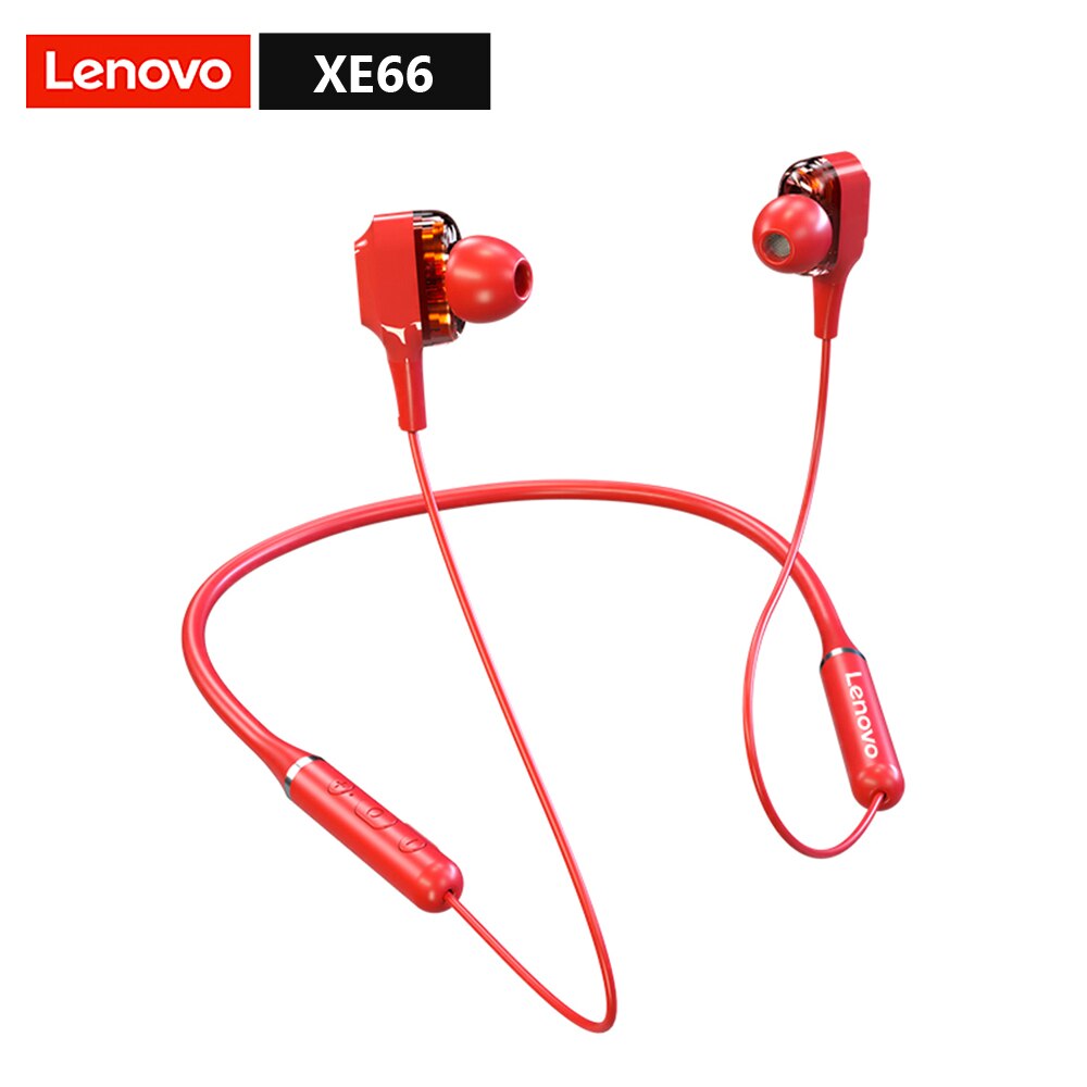 Lenovo HE05 Pro Bluetooth 5.0 Earphone In-ear Gaming Wireless Headset IPX5 Waterproof Sports Headphone with Noise Cancelling Mic: XE66 Red