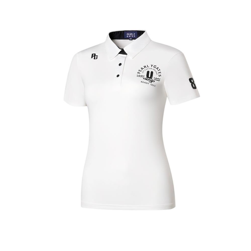 2020new spring women golf shirt short sleeve quick dry turndown collar lady golf clothing: White / XXL