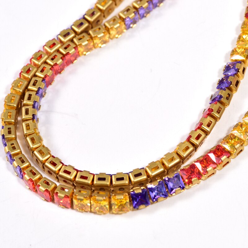 250Pcs/Strip Vierkante Rechthoekige Стразы K9 Glas Strass Ketting Kristal Strass Gouden Base Steentjes Cup Trimmen A03