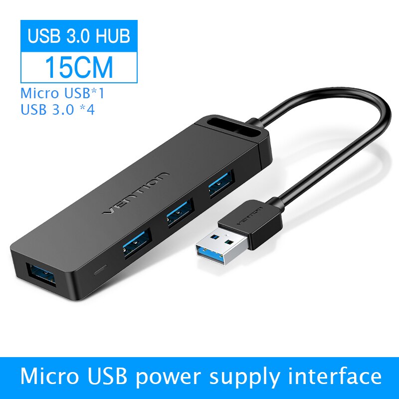 Usb Spli Vention USB 3.0 HUB 4 Port Adapter Multi USB Split... – Grandado