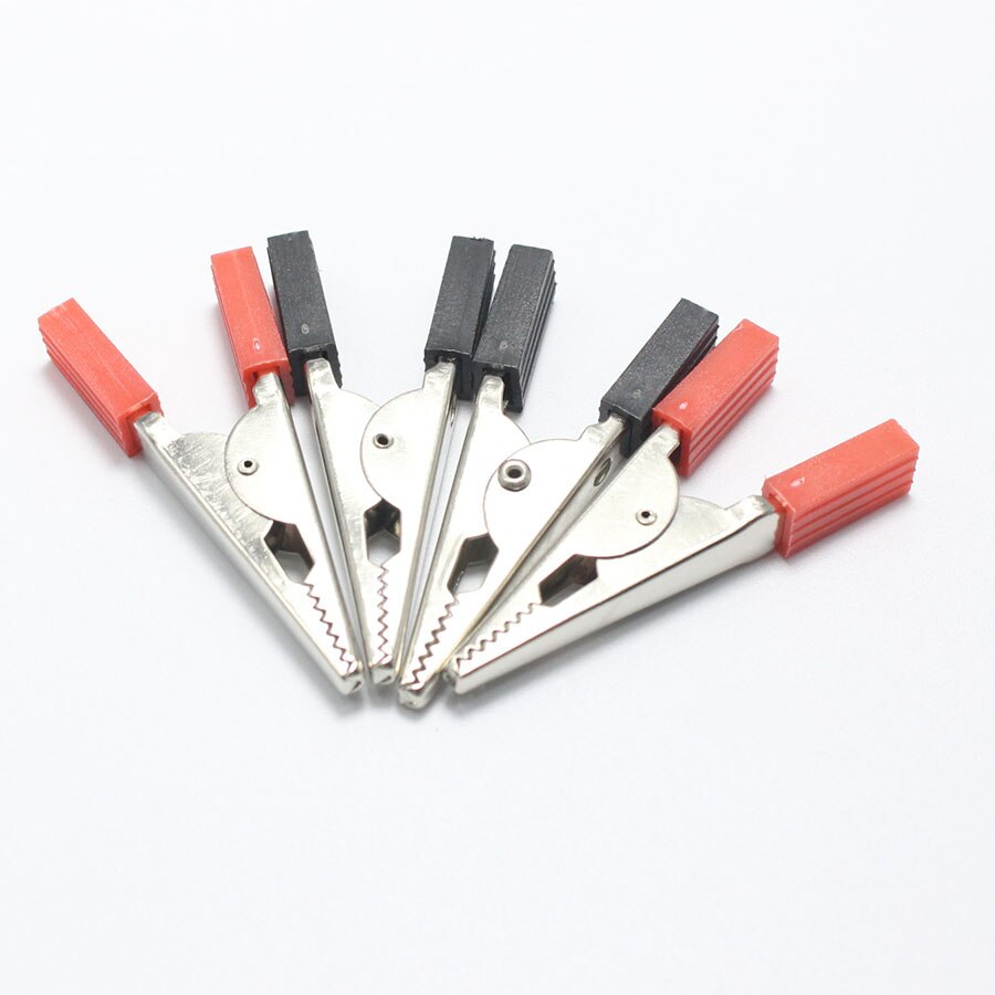 20PCS/LOT Full Insulated Crocodile Alligator Clips 50mm Plastic Handle Test Probe Metal Alligator Clips