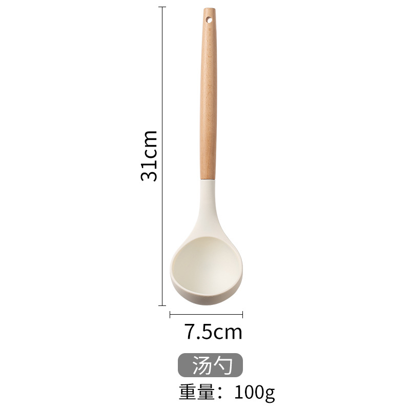 Khaki Kitchen Tools 12 Piece Silicone Spatula With Storage Bucket Wooden Handle Silicone Kitchen Set Cooking Kitchen Accessories: Blue