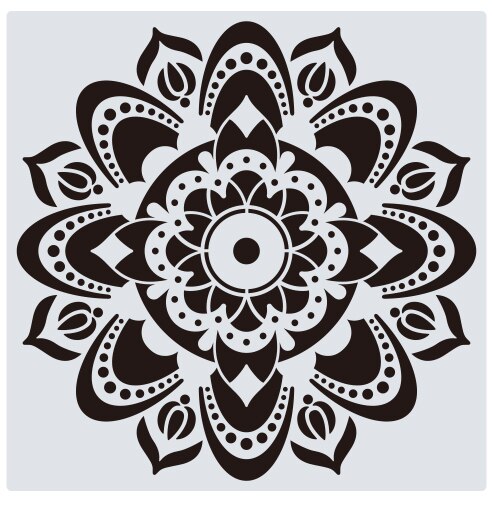 12 tommer store delikate mandala-sjablonger for vegg-, gulv-, fliser-, møbelmaling: Tzlarge -08