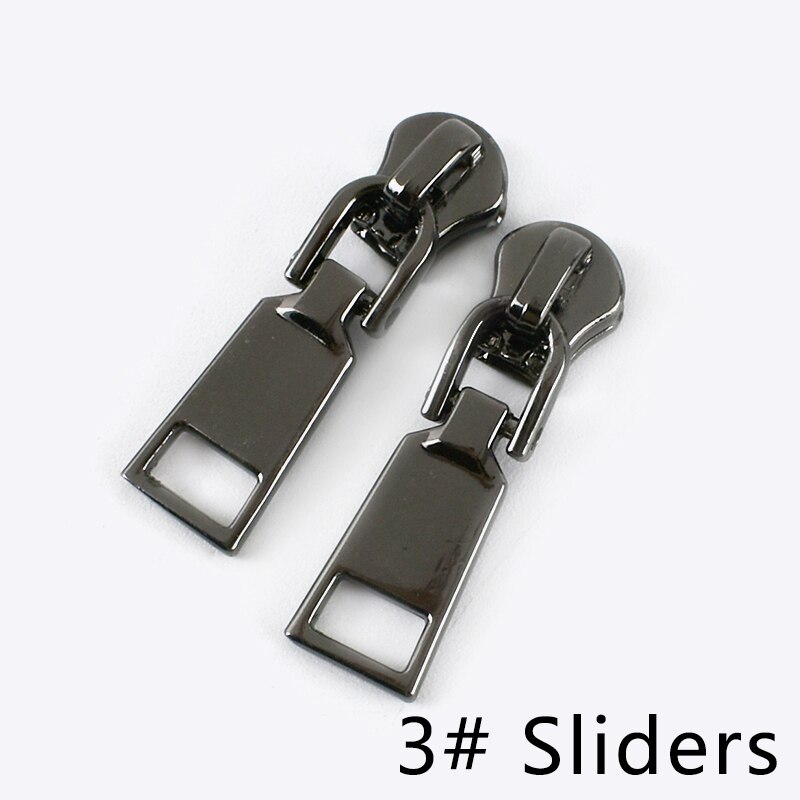 Meetee-deslizadores de cremallera para chaquetas con cremallera de Metal, Kit de reparación de cremalleras con cabeza extractora, accesorio de costura, 20 piezas, 3 #5 #: GunBlack-No3